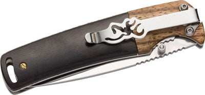 Browning Knife Buckmark - Folding Hunter 3" Blade Wood - Skoutley Outdoors LLC