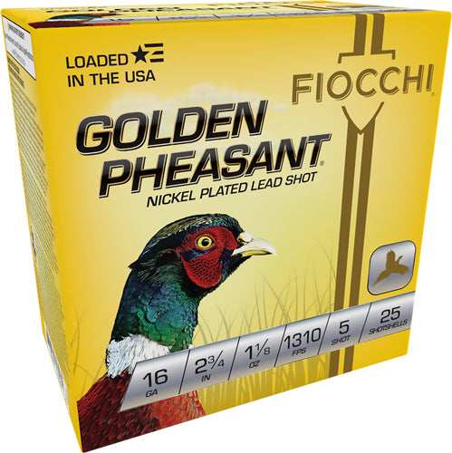 Fiocchi Golden Pheasant 16ga - 2.75" 1-1/8 #5 25rd 10bx/cs - Skoutley Outdoors LLC