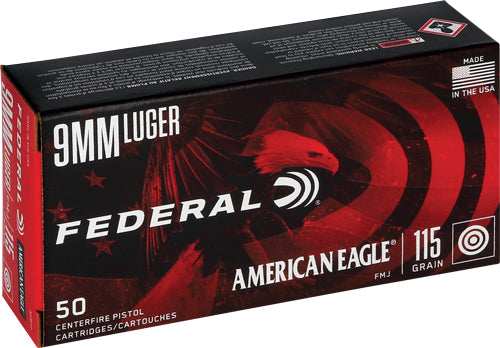 Federal Ae 9mm Luger 115gr Fmj - 50rd 20bx/cs - Skoutley Outdoors LLC