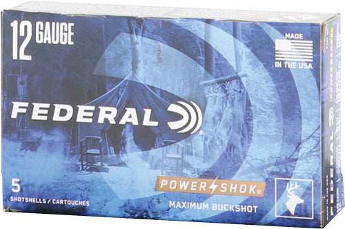 Federal Power Shok 12ga 2.75" - 00 Buck 9 Pellets 5rd 50bx/cs - Skoutley Outdoors LLC