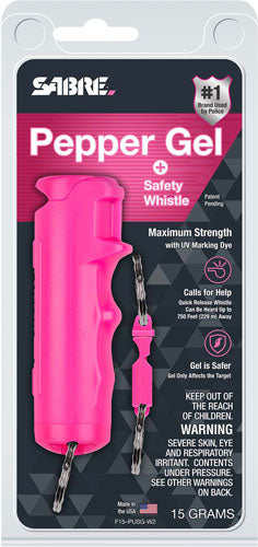 Sabre Pepper Gel Spray W/quick - Release Whistle Flip Top Pink - Skoutley Outdoors LLC