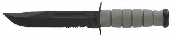 Ka-bar Fighting/utility Knife - 7" Serr W/plastic Sth. F-green - Skoutley Outdoors LLC