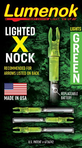 Lumenok Lighted Nock - X-series Green 3pk - Skoutley Outdoors LLC