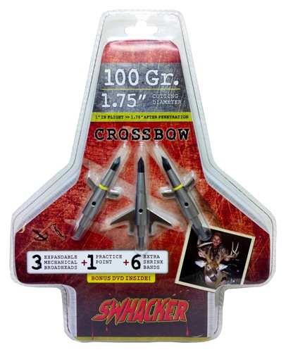 Swhacker Broadhead 2-blade - Crossbow 100gr 1.75" Cut 3/pk - Skoutley Outdoors LLC
