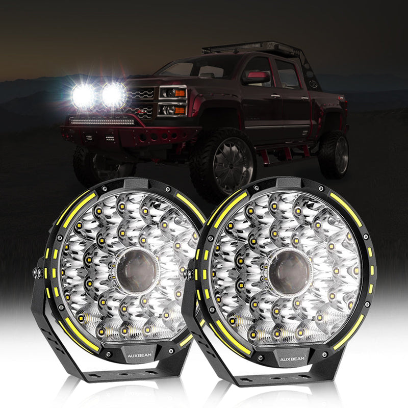 Load image into Gallery viewer, (2pcs/set) 9 INCH 270W 37776LM 360-PRO Series Custom Lens LED Driving Lights+Amber/Black Covers(Optional) for Ford F150 F250 F350 F450