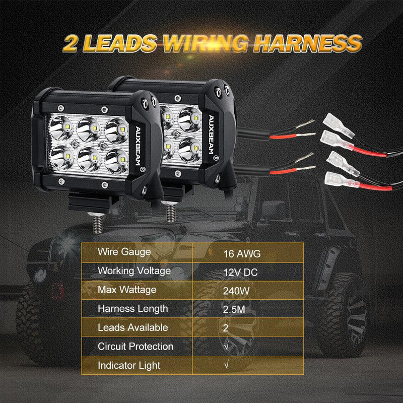 Load image into Gallery viewer, (2 Leads 16AWG) LED Light Bar Wiring Harness Kit with Fuse 12V 40A Relay ON/OFF Switch