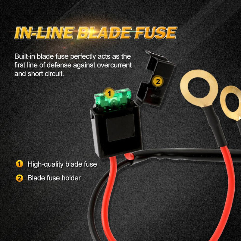 Load image into Gallery viewer, (2 Leads 16AWG) LED Light Bar Wiring Harness Kit with Fuse 12V 40A Relay ON/OFF Switch