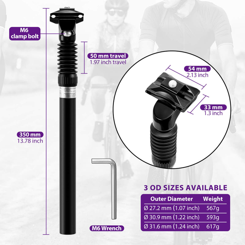 Load image into Gallery viewer, ZOOM Suspension Seatpost Ø27.2/30.9/31.6mm × 350mm