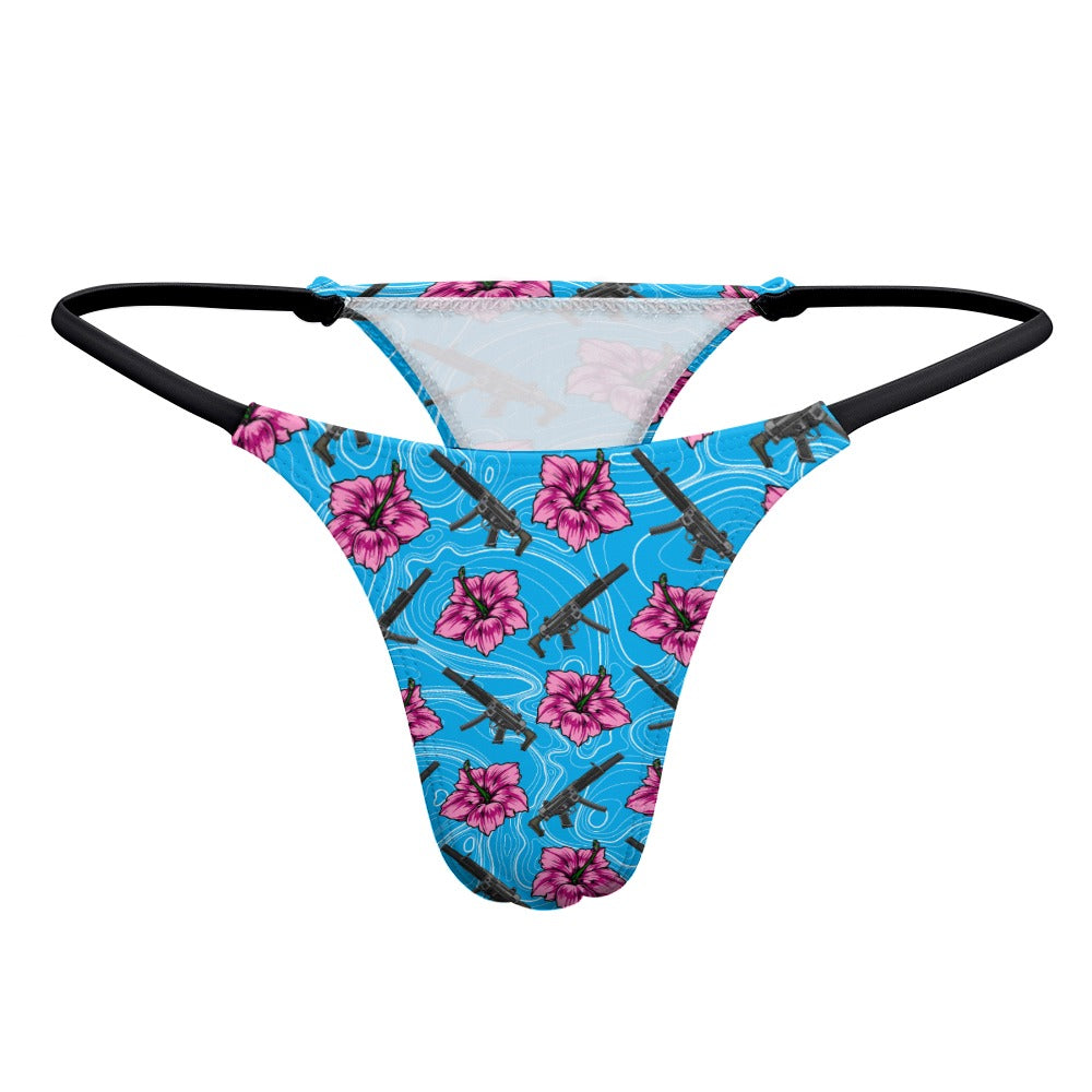 High Capacity Hibiscus Blue Thong