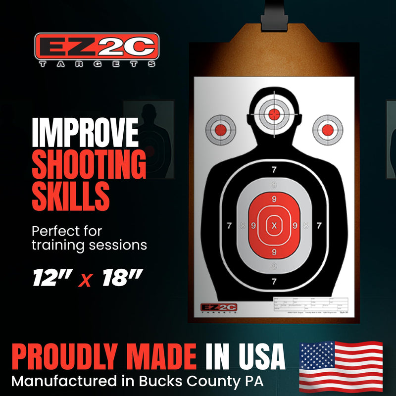 Load image into Gallery viewer, 100 EZ2C 12"x18" Silhouette Shooting Target USA MADE Premium Targets for the Range, Gun Gifts (Peel-Off Pad 100)
