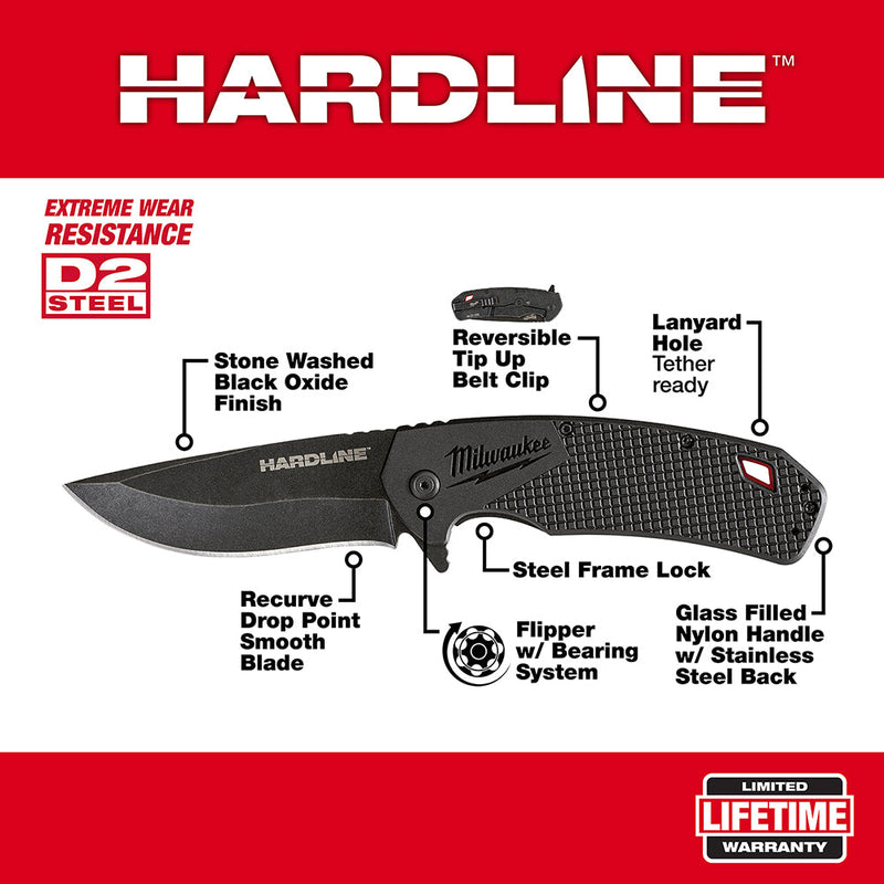 Load image into Gallery viewer, Milwaukee 48-22-1999 3.5 in. HARDLINE™ Smooth Recurve Drop Point Blade Pocket Knife