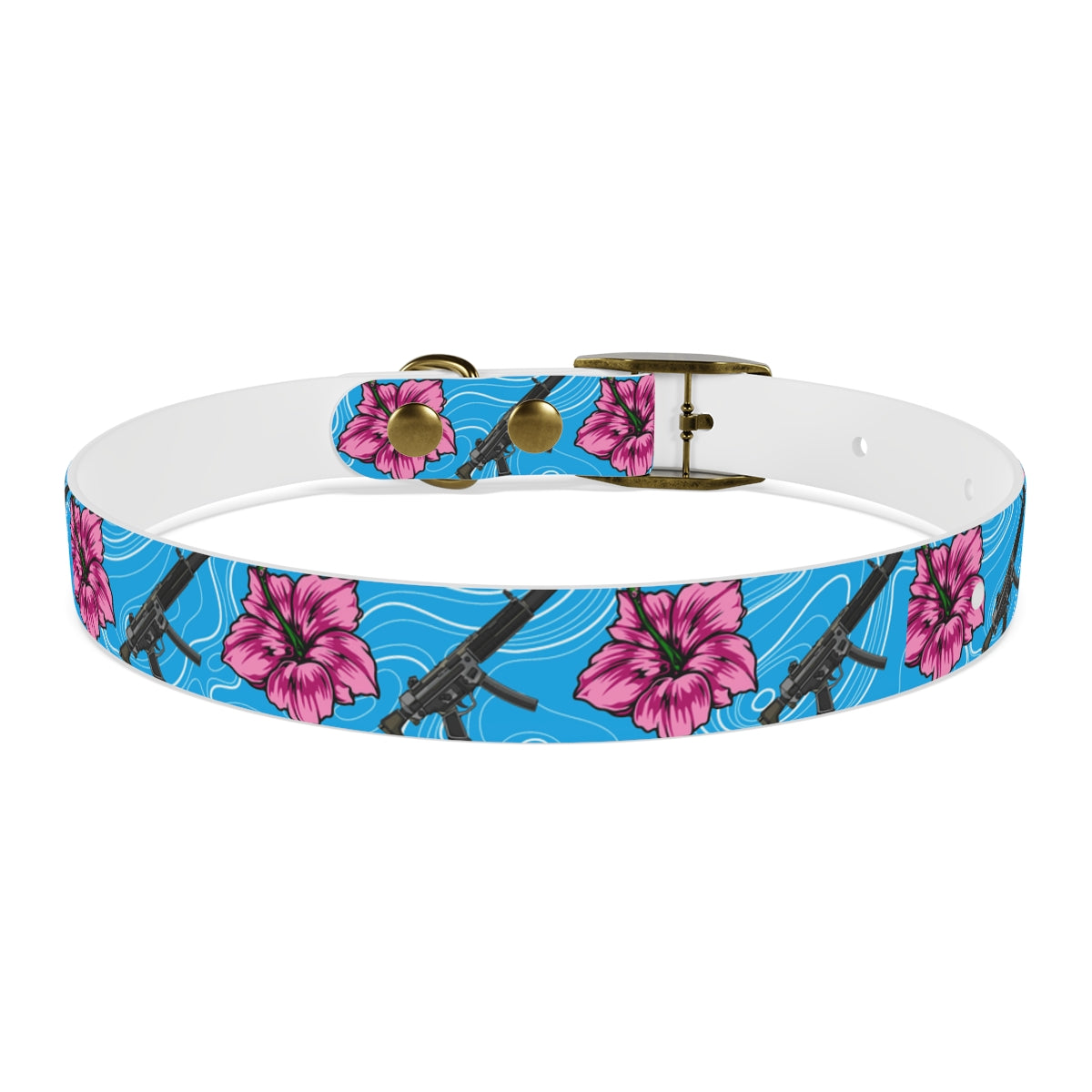 Rad Palm High Capacity Hibiscus Blue Dog Collar