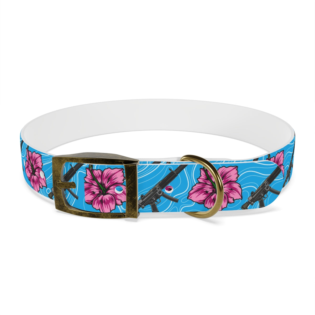 Rad Palm High Capacity Hibiscus Blue Dog Collar