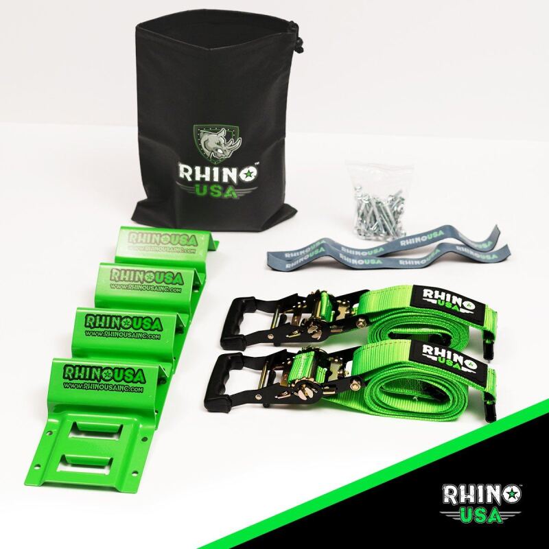 Rhino USA Utv Wheel Chock Tie-Down Kit (2-Wheel Kit) (Green)