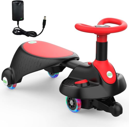 Adjustable Length Kids' Car Ride with Light-Up Wheels and Rechargeable Battery