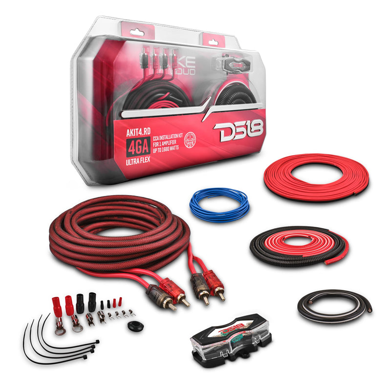 Load image into Gallery viewer, 4-GA Amplifier Installation Wiring Kit - Red