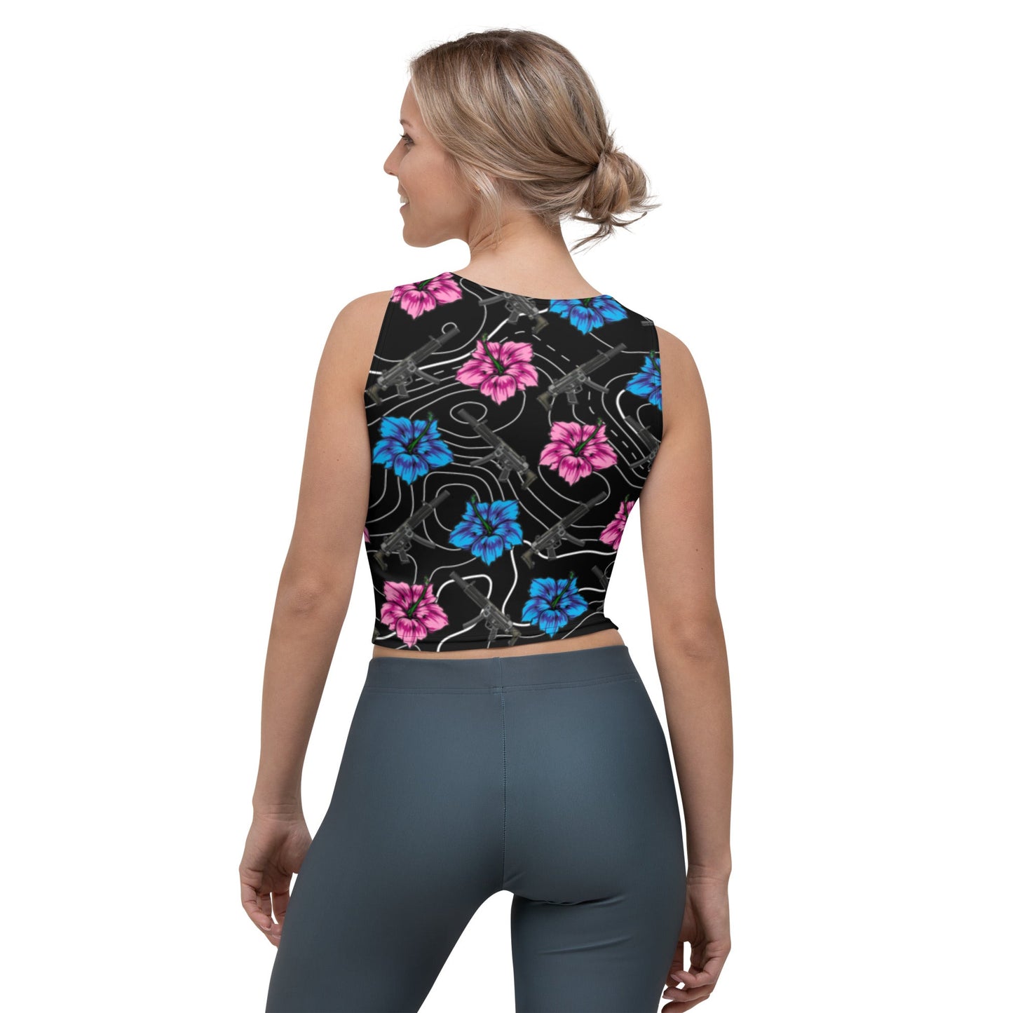 High Capacity Hibiscus Black Crop Top