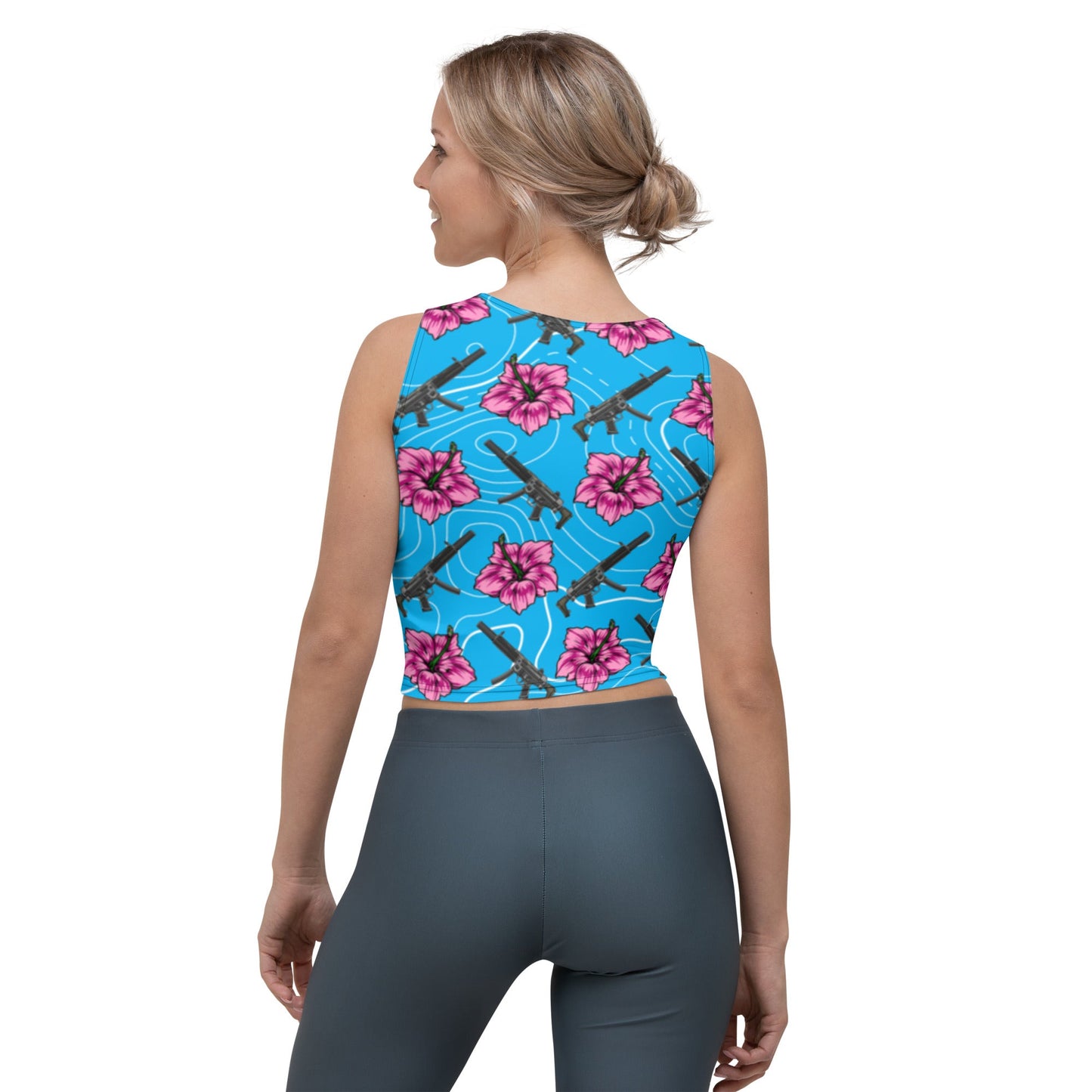 High Capacity Hibiscus Blue Crop Top