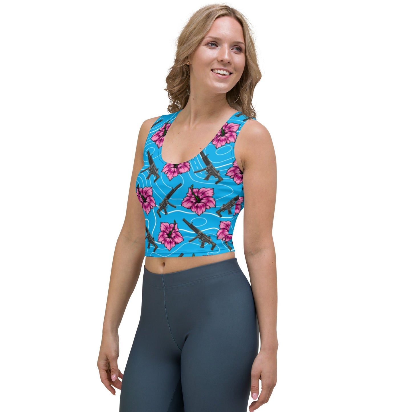 High Capacity Hibiscus Blue Crop Top