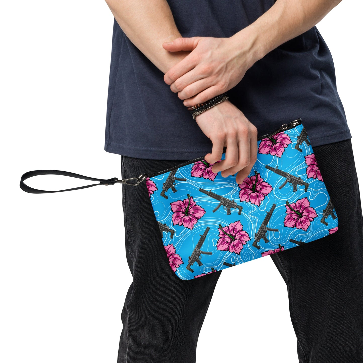High Capacity Hibiscus Blue Crossbody Bag