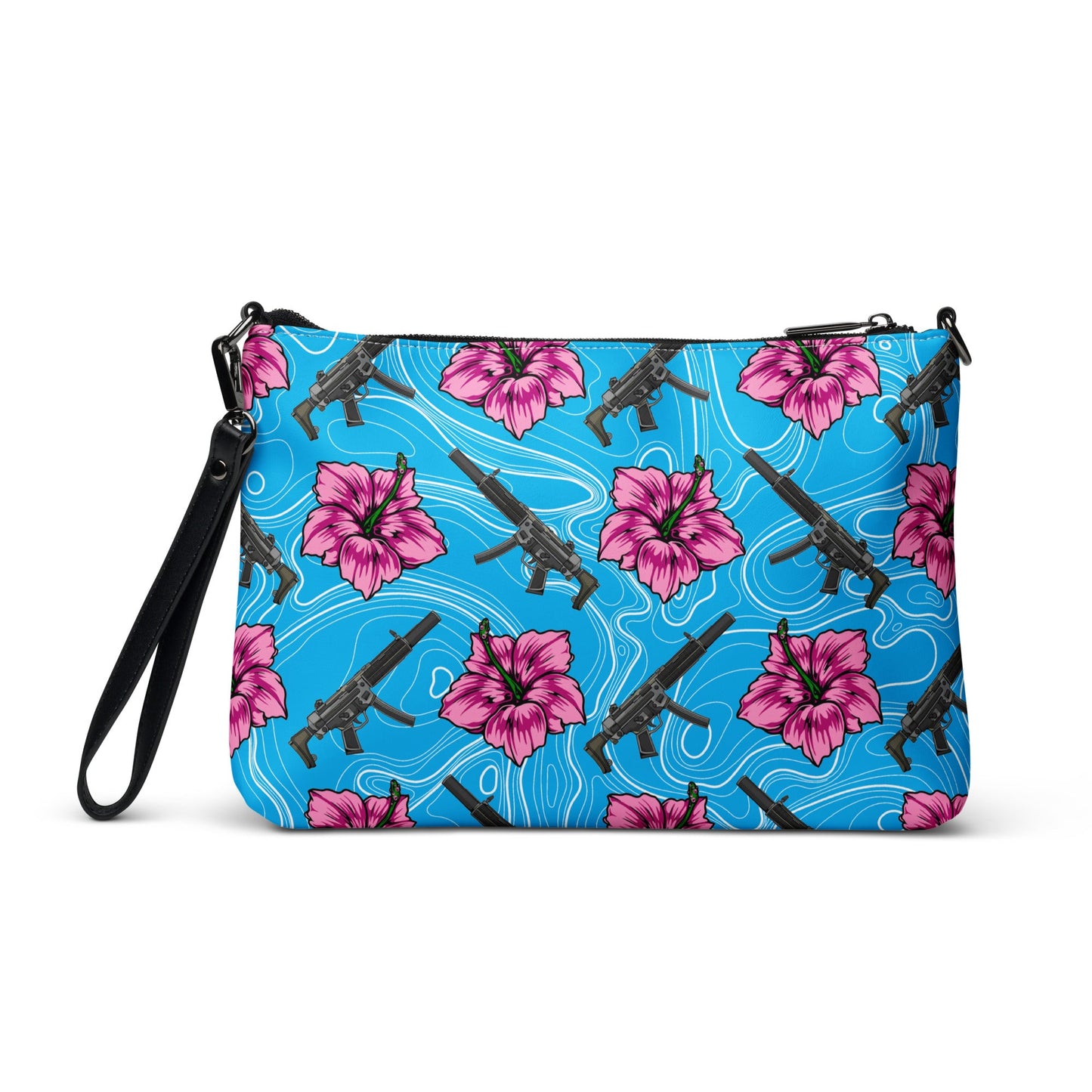 High Capacity Hibiscus Blue Crossbody Bag