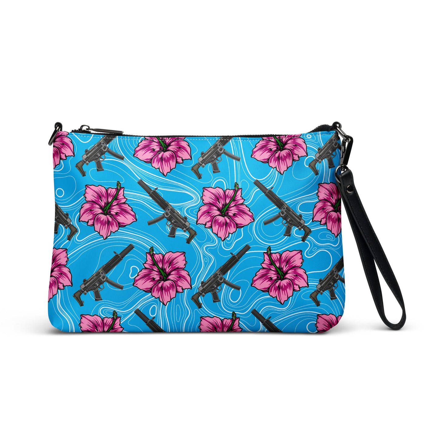 High Capacity Hibiscus Blue Crossbody Bag