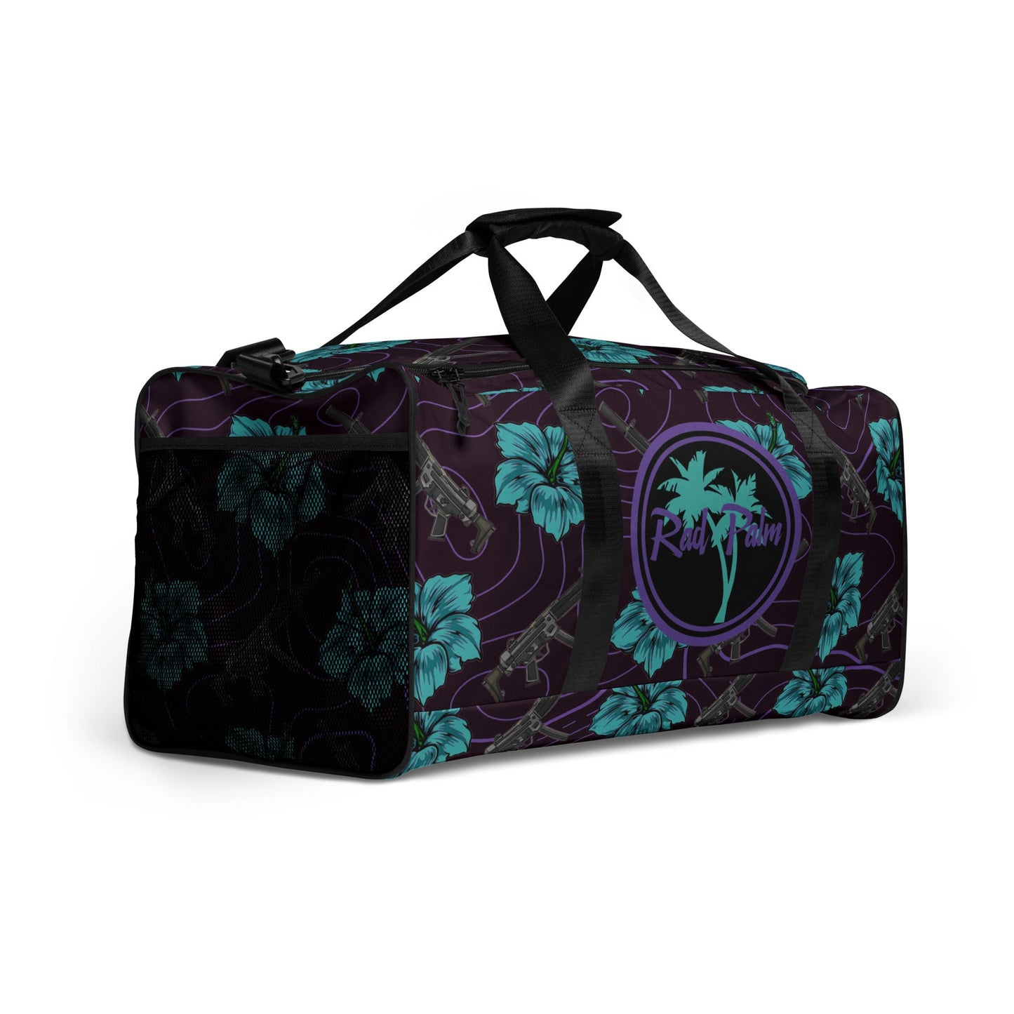 High Capacity Hibiscus Grape and Teal Duffle Bag