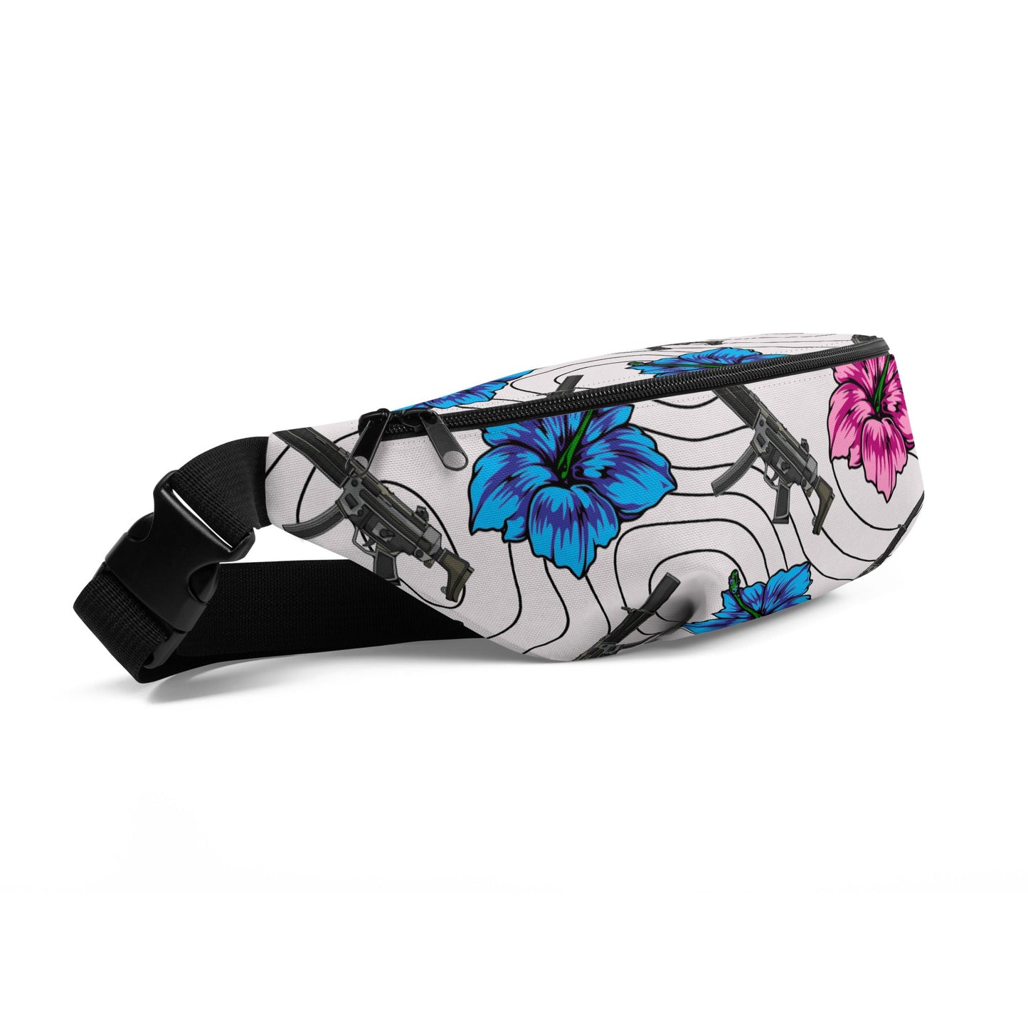 Rad Palm High Capacity Hibiscus White Fanny Pack