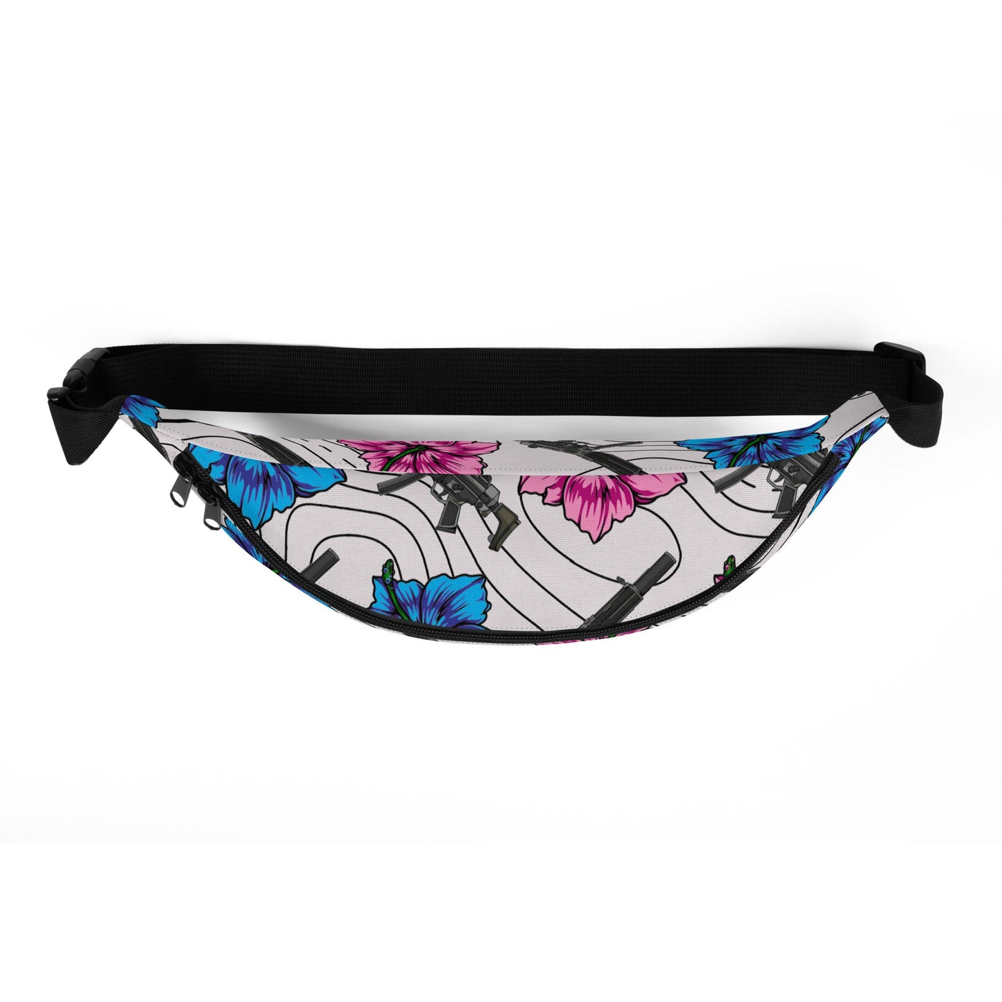 Rad Palm High Capacity Hibiscus White Fanny Pack