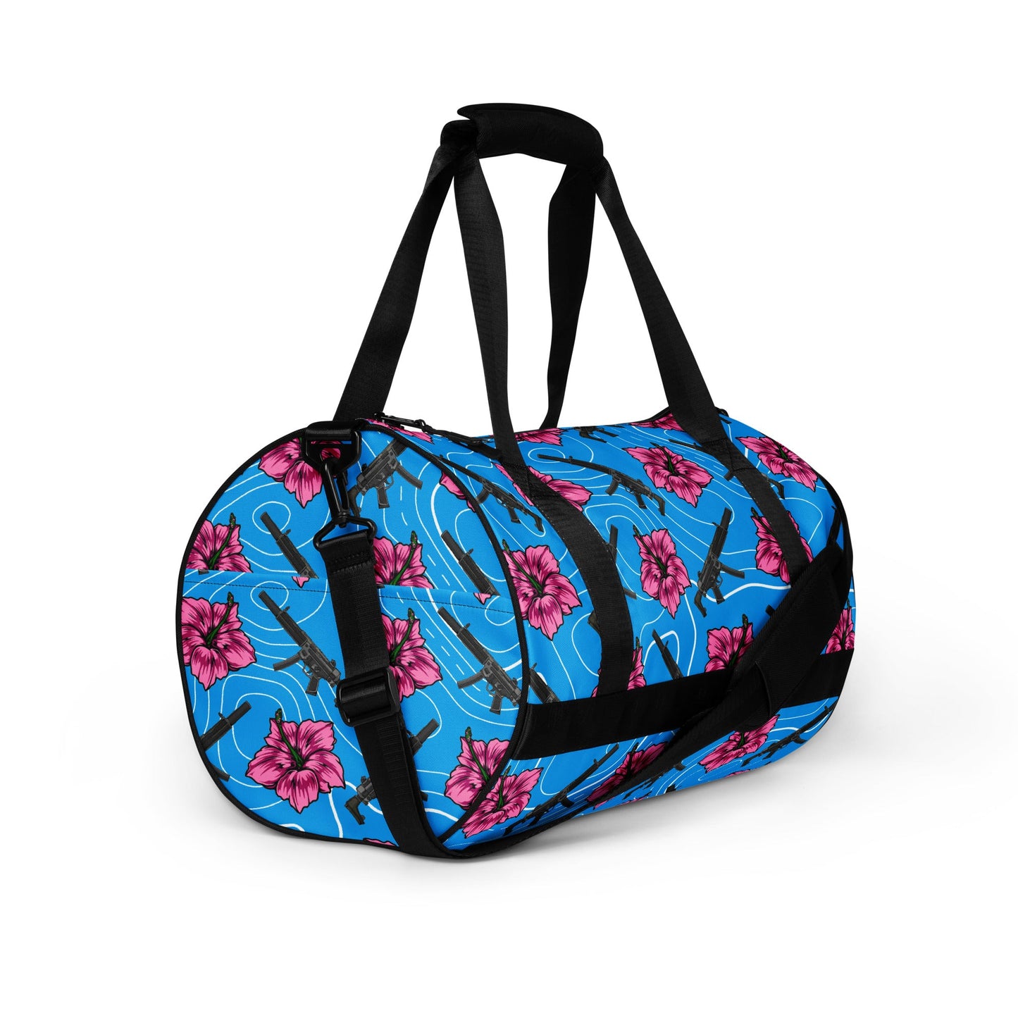 High Capacity Hibiscus Blue Gym Bag