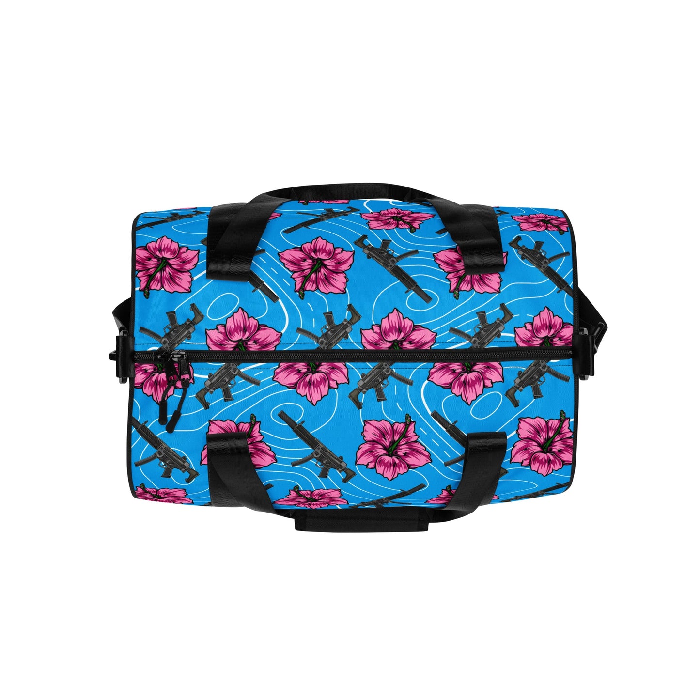 High Capacity Hibiscus Blue Gym Bag