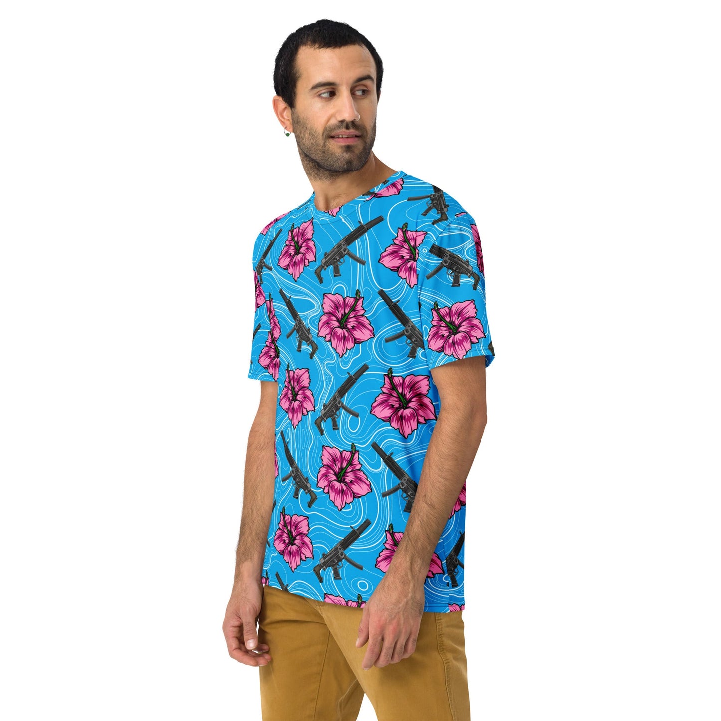 Rad Palm High Capacity Hibiscus Blue Men's T-Shirt