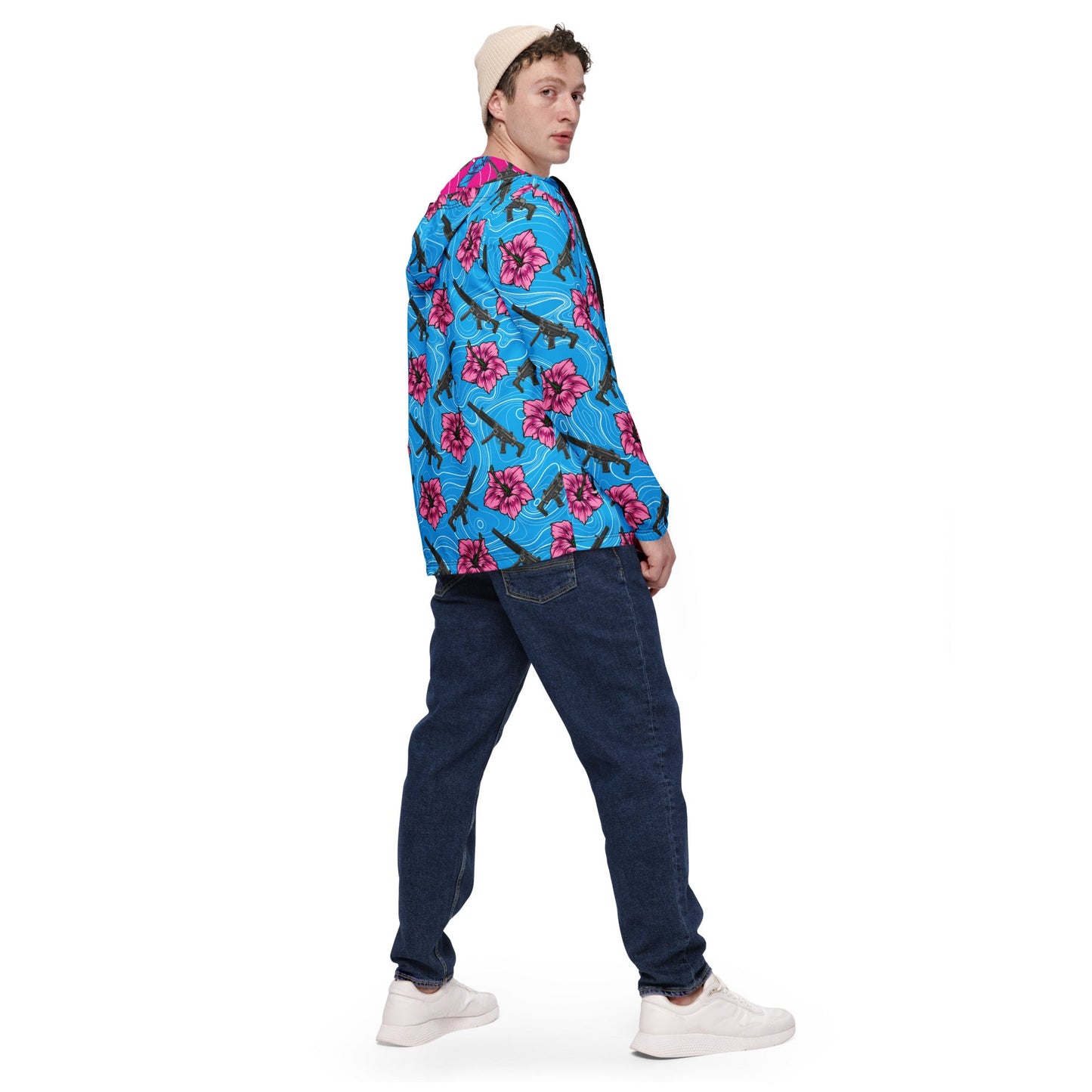 Rad Palm High Capacity Hibiscus Blue Men’s Windbreaker
