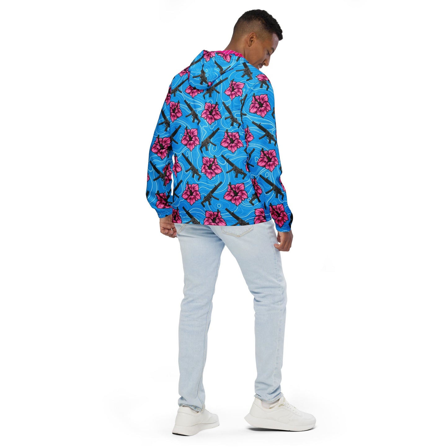Rad Palm High Capacity Hibiscus Blue Men’s Windbreaker