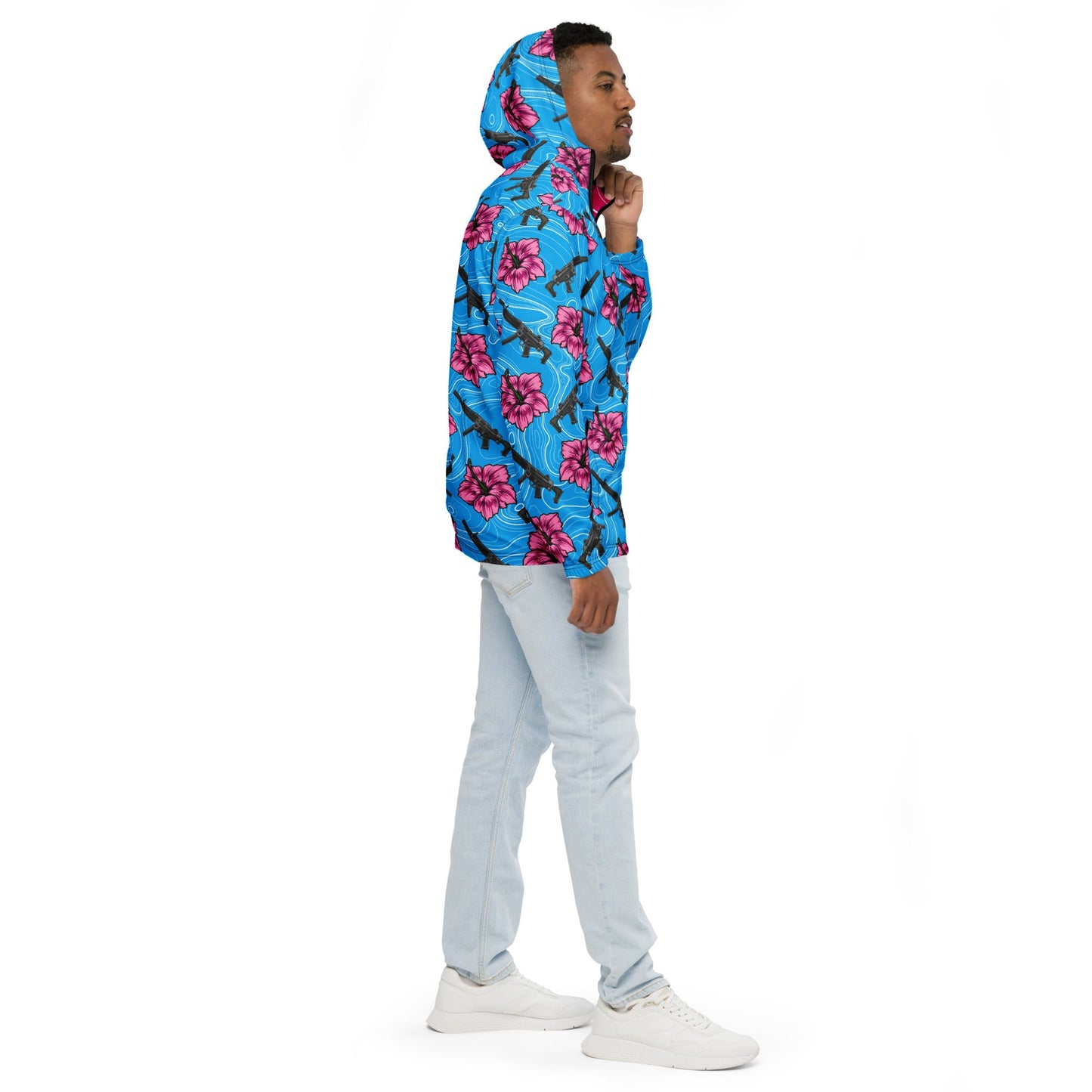 Rad Palm High Capacity Hibiscus Blue Men’s Windbreaker