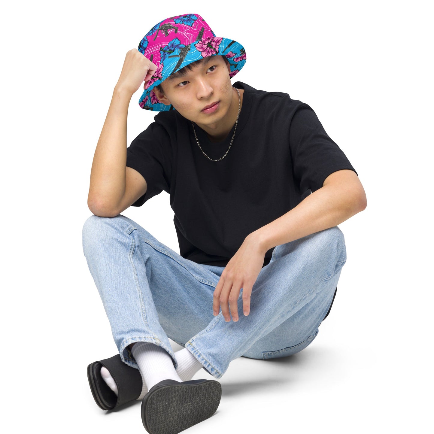 Rad Palm High Capacity Hibiscus Reversible Bucket Hat