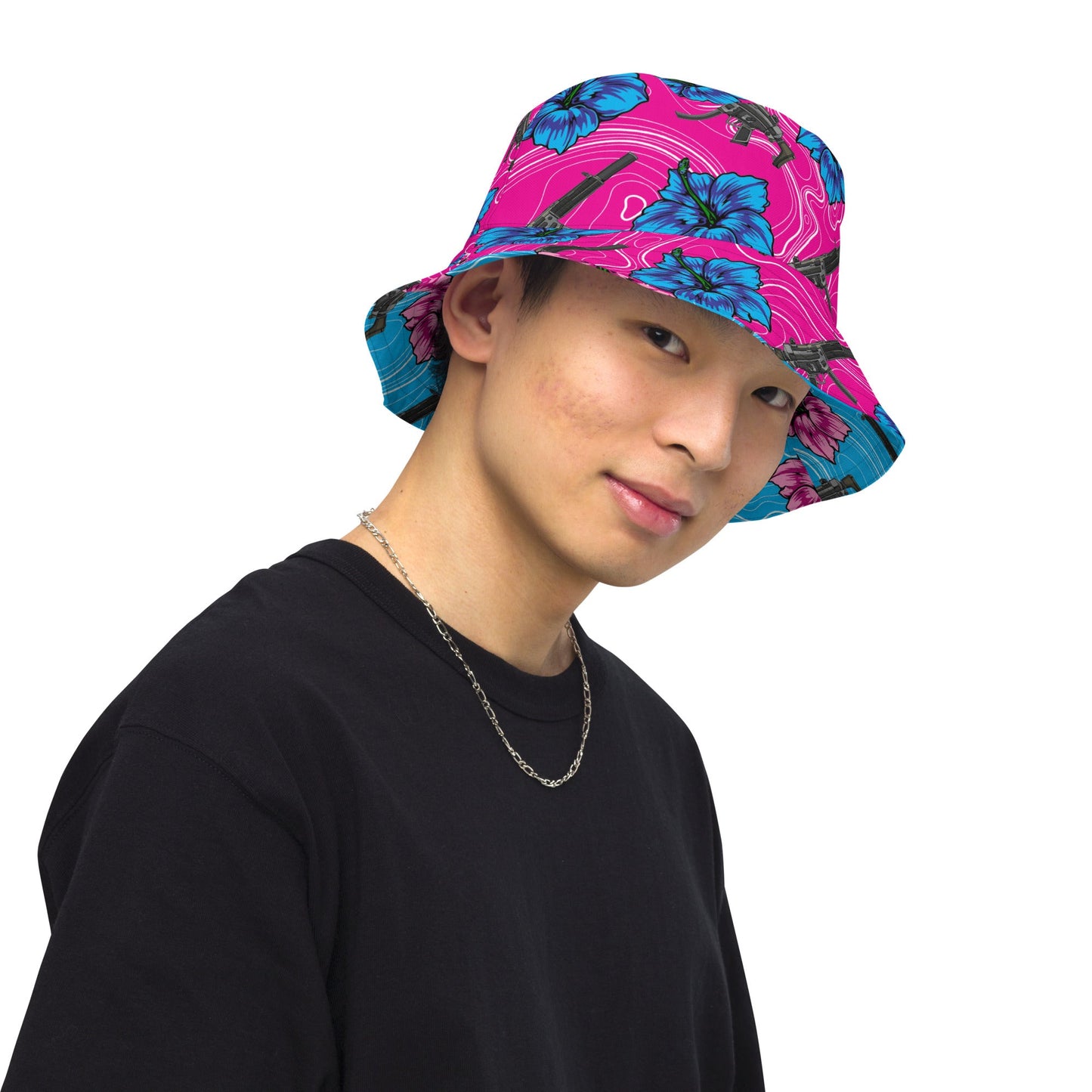 Rad Palm High Capacity Hibiscus Reversible Bucket Hat