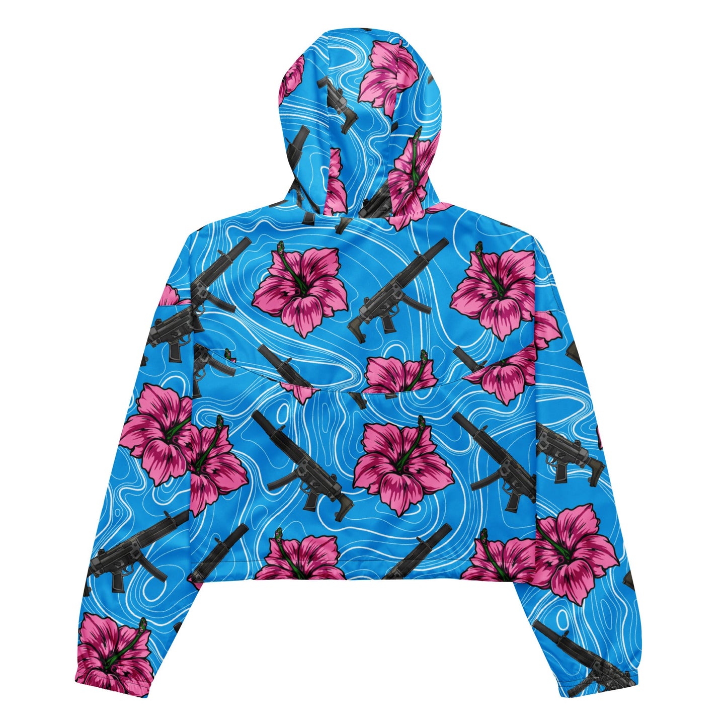 Rad Palm High Capacity Hibiscus Blue Women’s Cropped Windbreaker