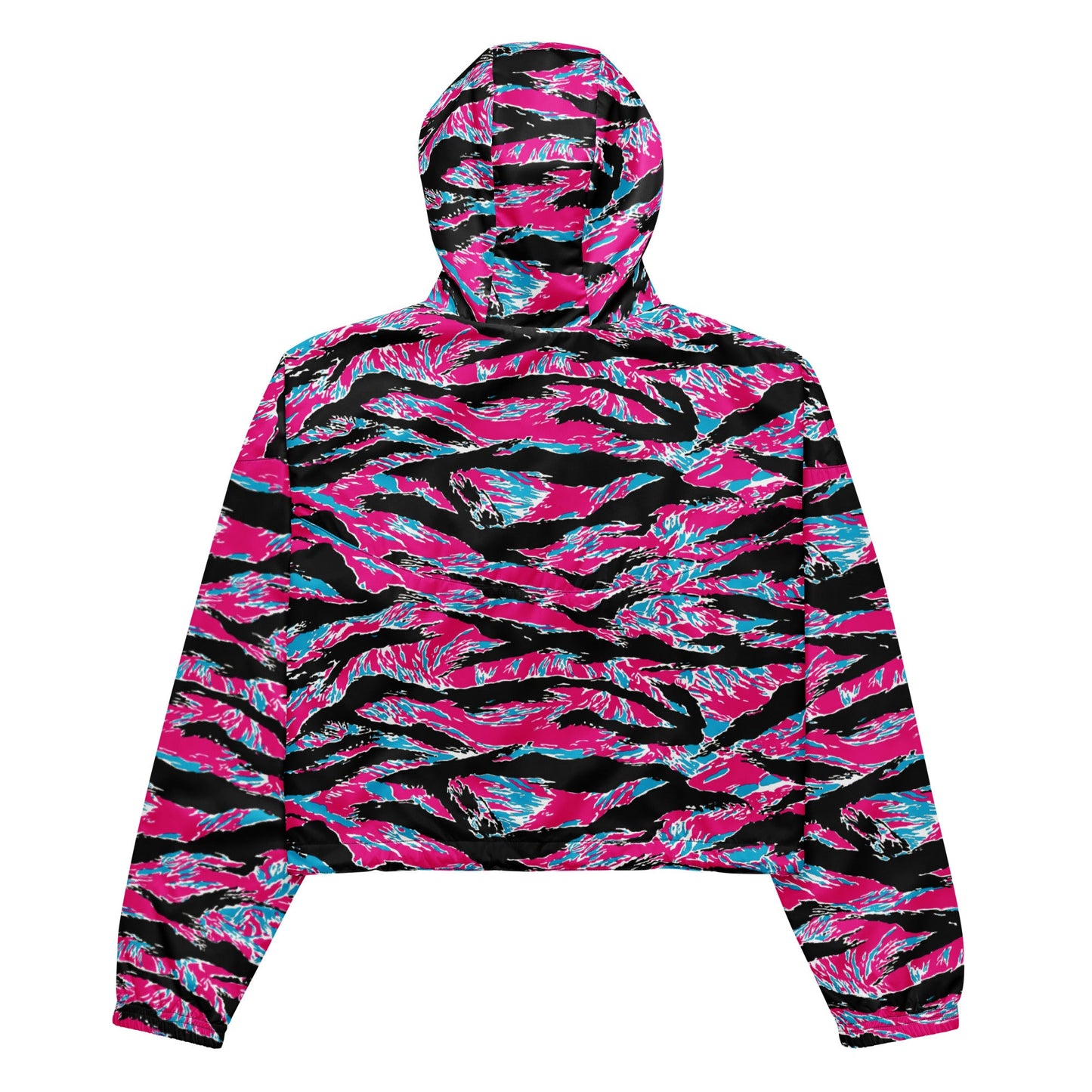 Rad Palm Neon Tiger Stripe Women’s Cropped Windbreaker