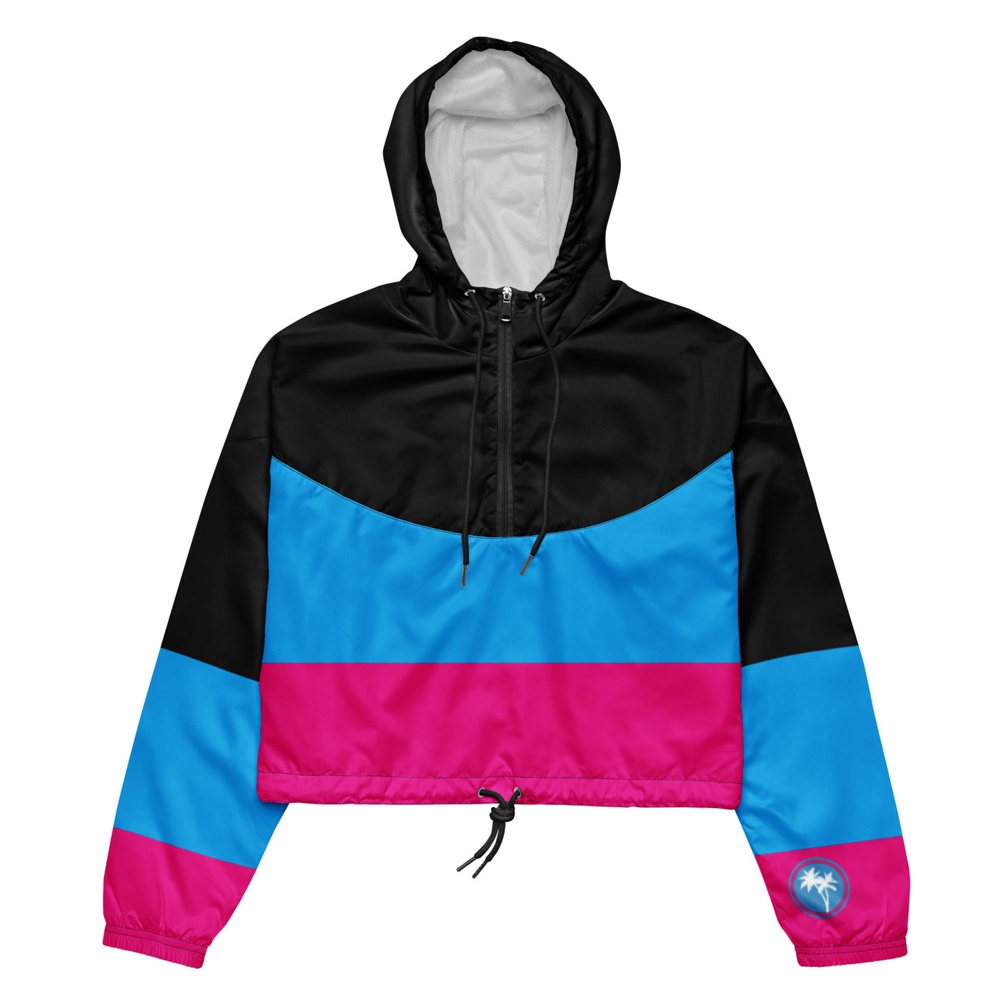 Rad Palm Black Blue Pink Women’s Cropped Windbreaker