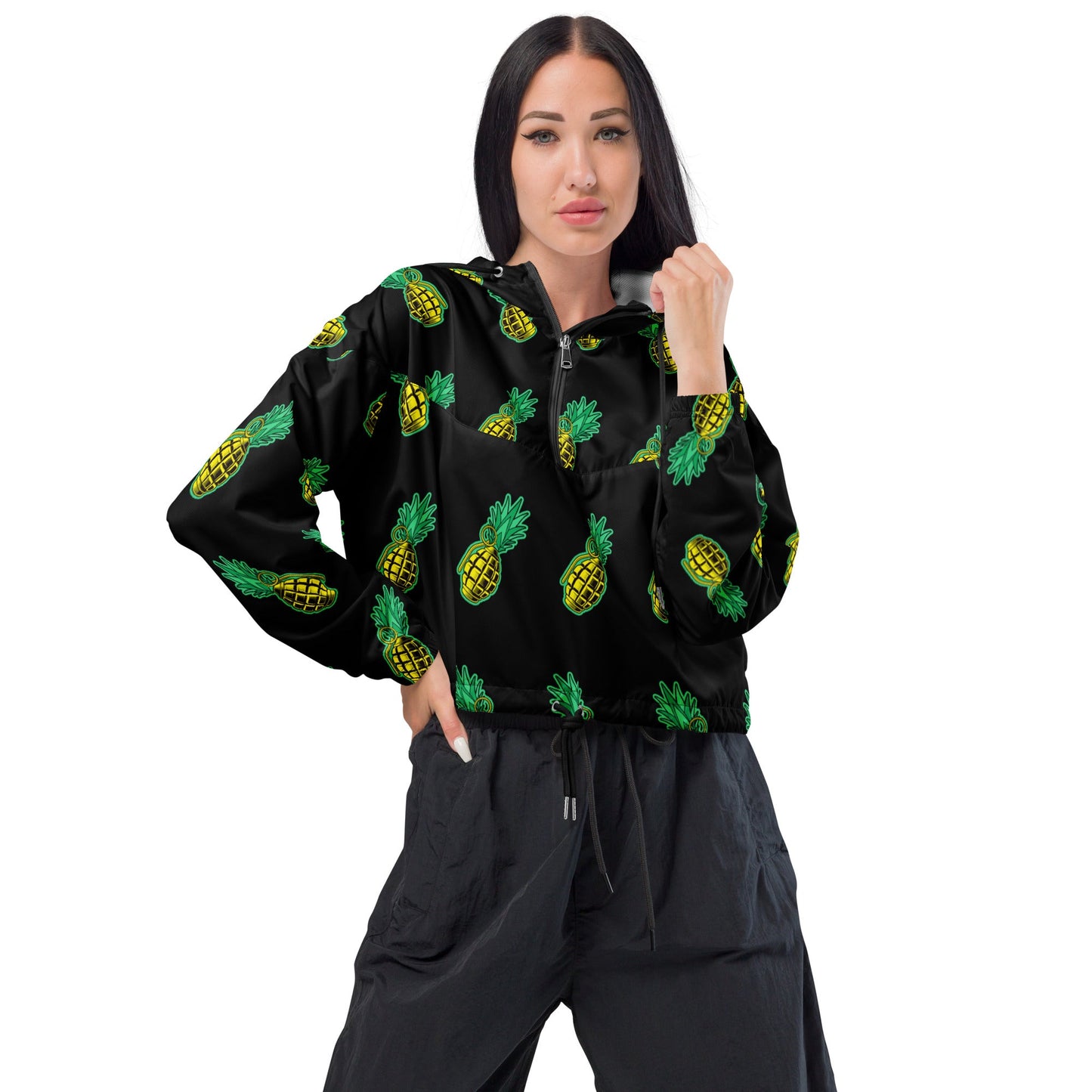 Rad Palm Pineapple Death Women's Cropped Windbreaker