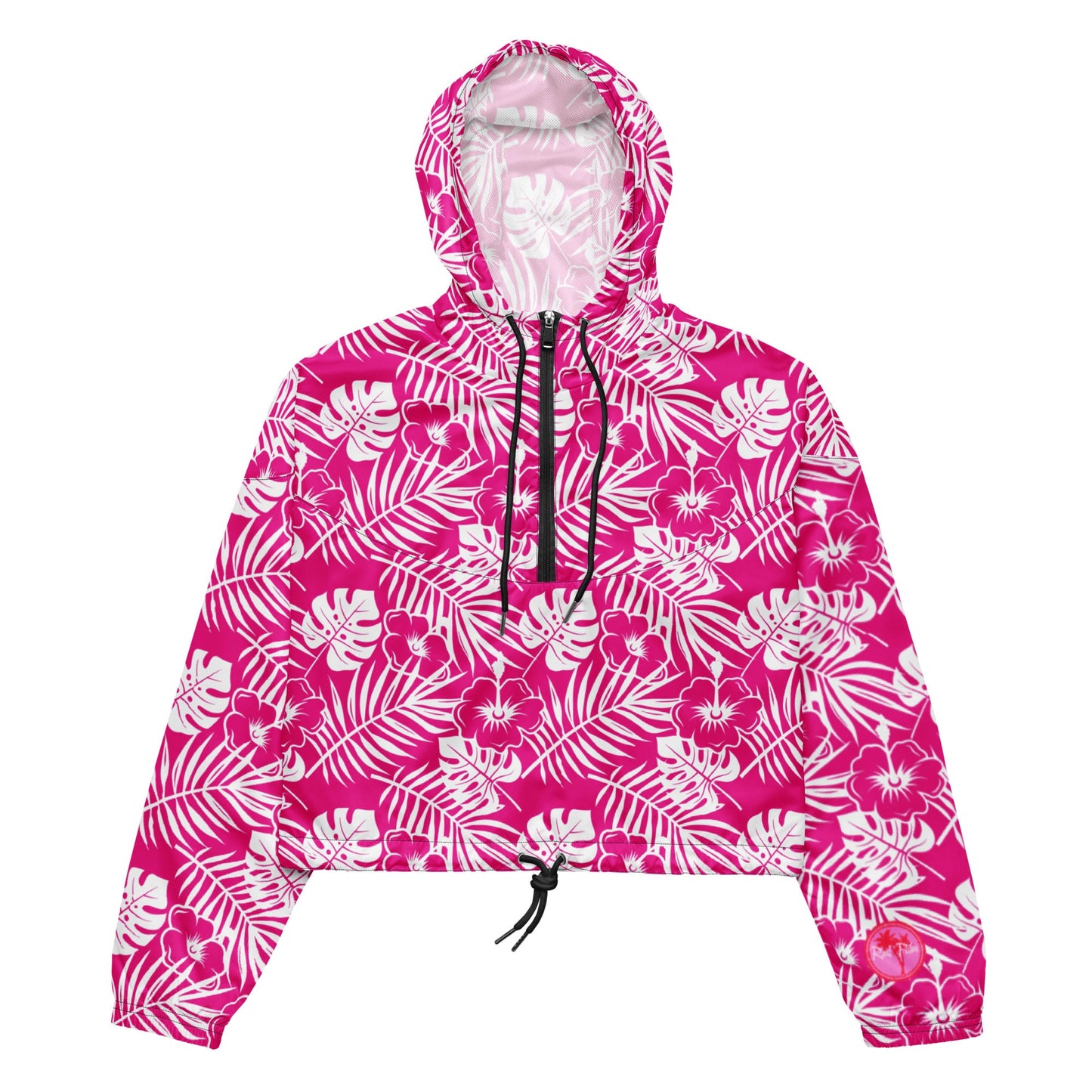 Rad Palm Pink Aloha Women’s Cropped Windbreaker