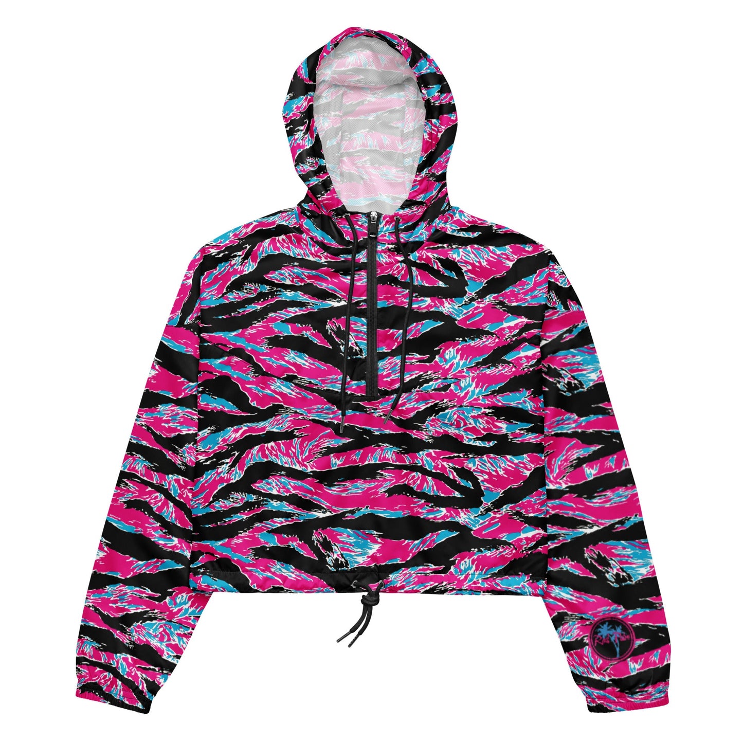 Rad Palm Neon Tiger Stripe Women’s Cropped Windbreaker