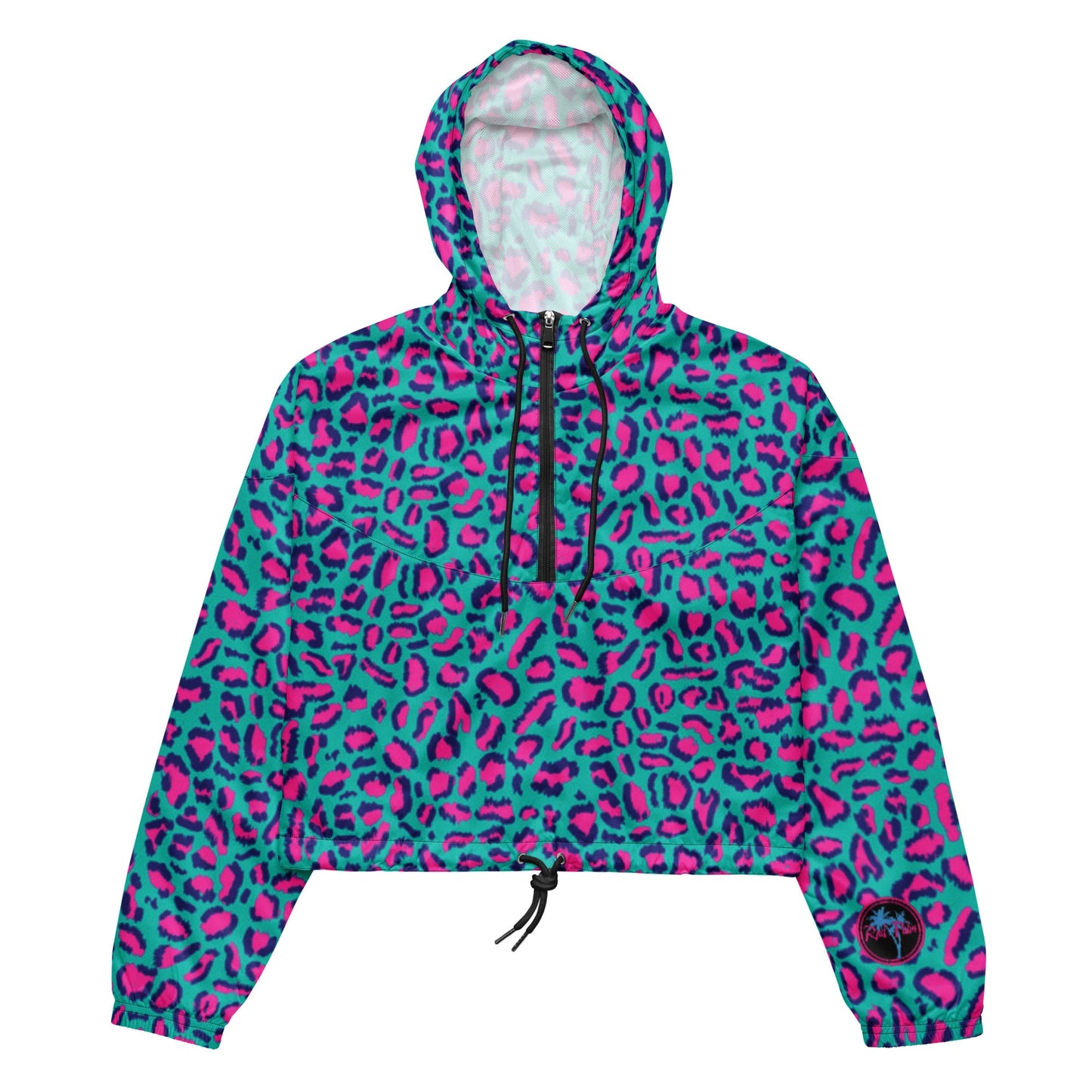 Rad Palm Neon Leopard Women’s Cropped Windbreaker