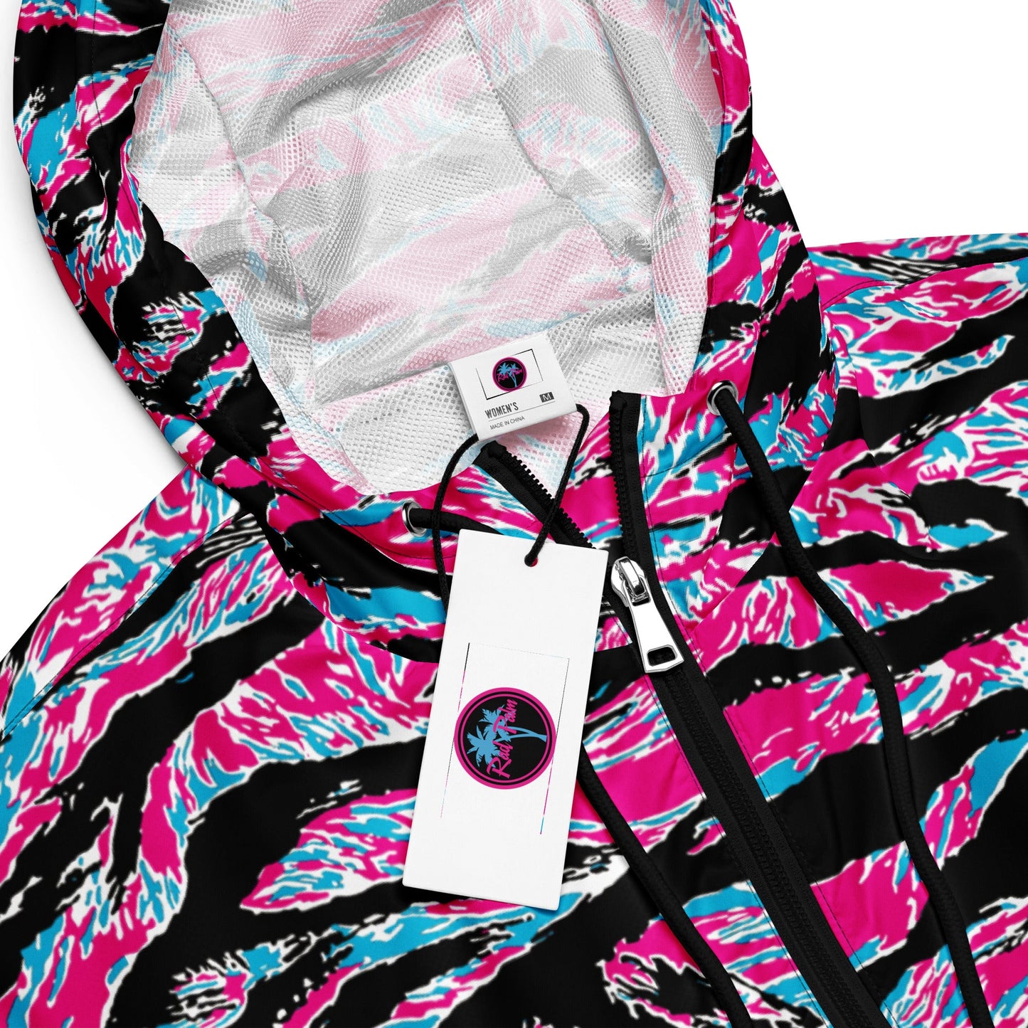 Rad Palm Neon Tiger Stripe Women’s Cropped Windbreaker