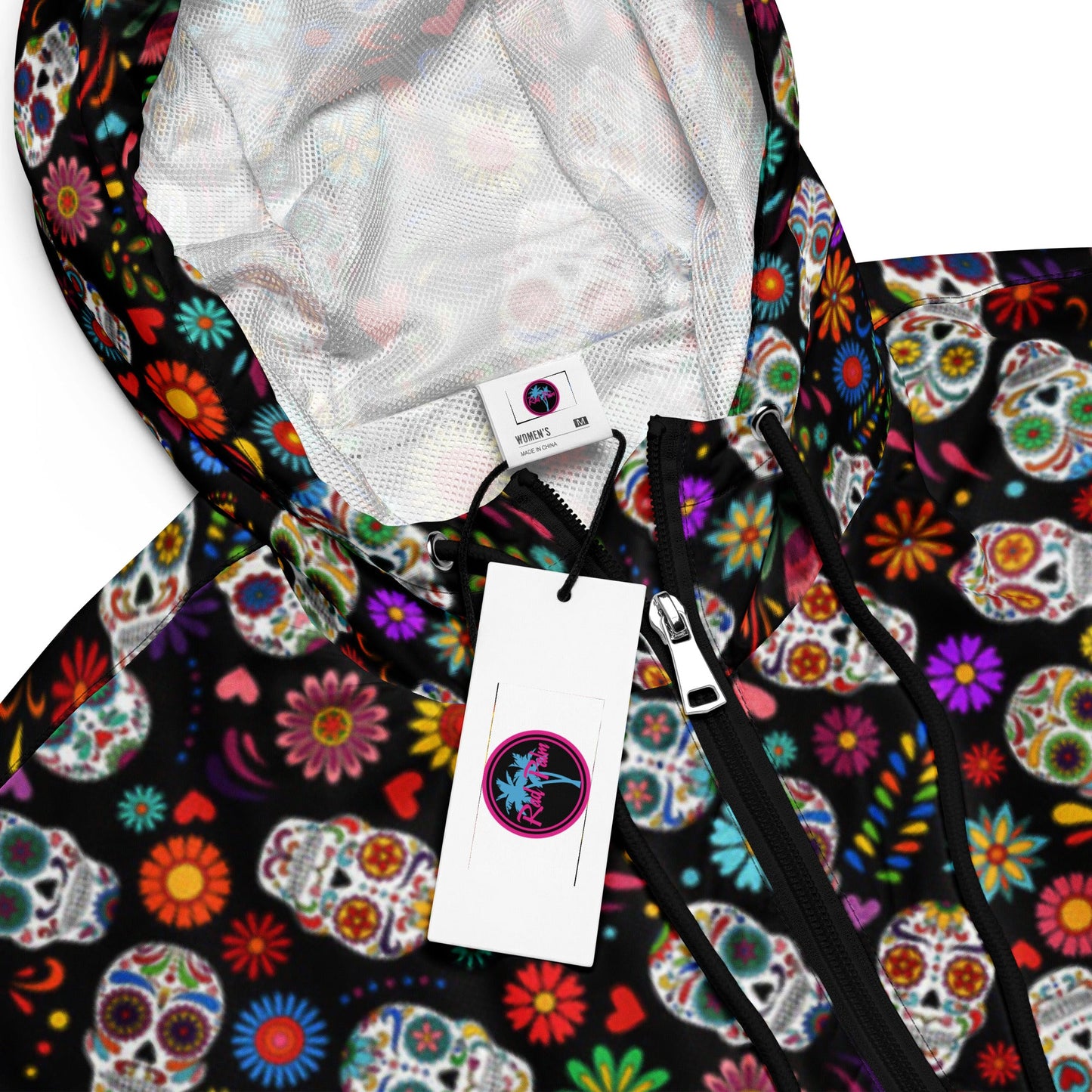 Rad Palm Dia De Los Muertos Women’s Cropped Windbreaker