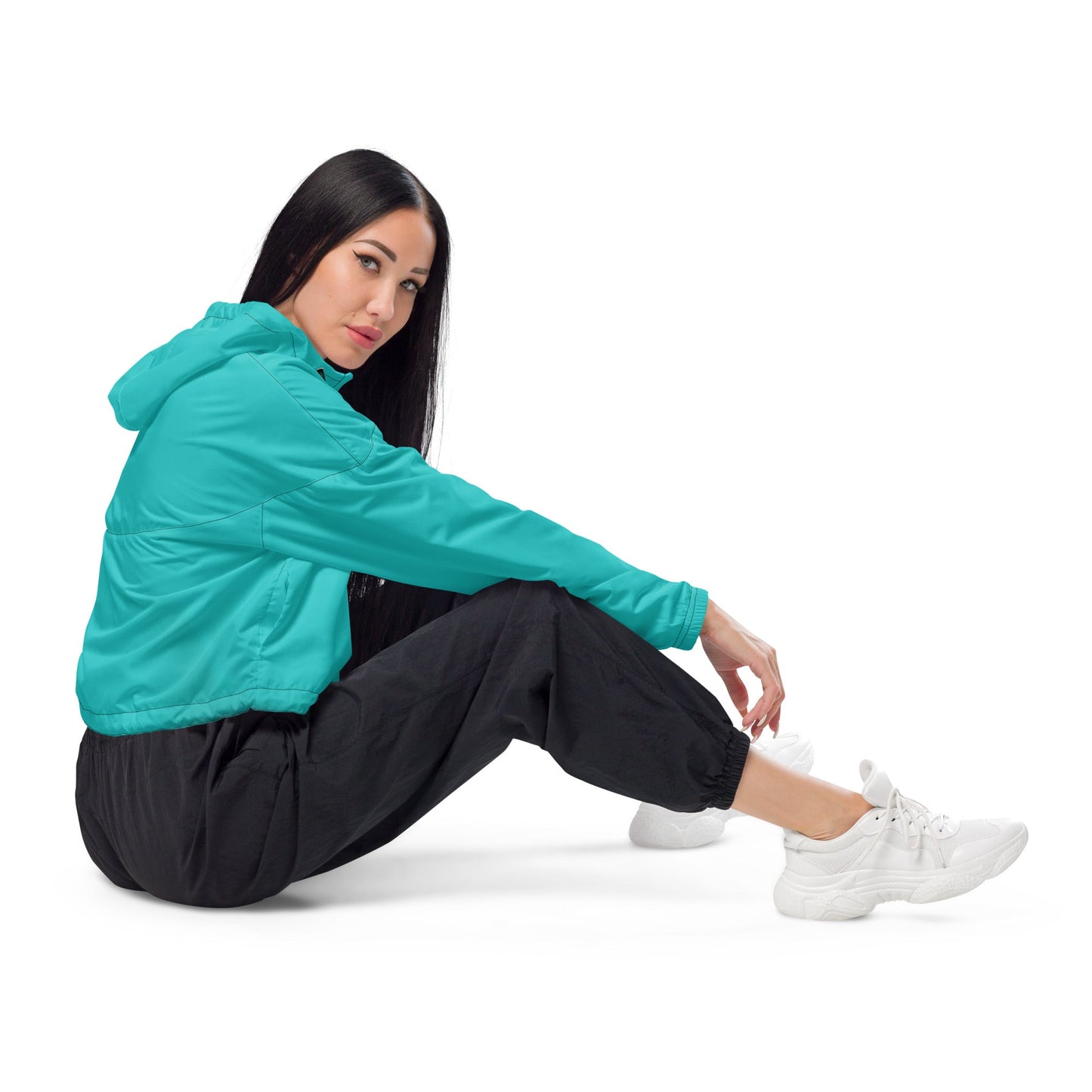 Rad Palm Teal Women’s Cropped Windbreaker