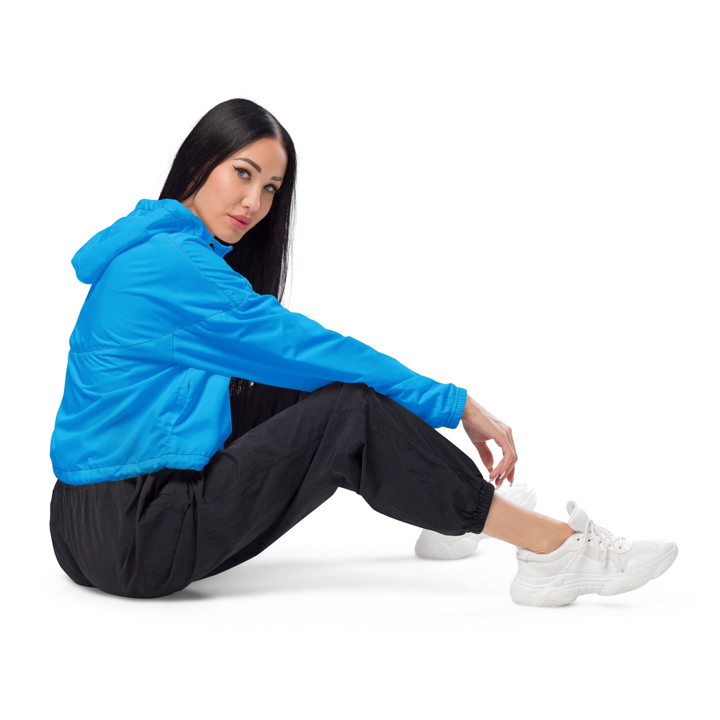 Rad Palm Bright Blue Women’s Cropped Windbreaker