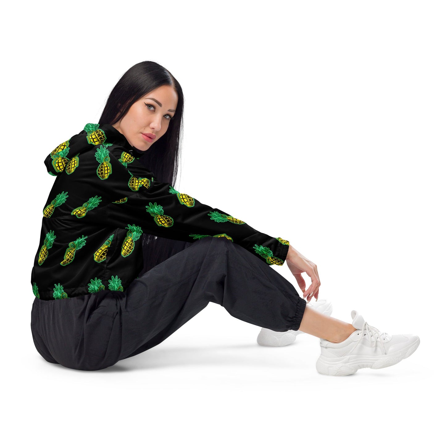 Rad Palm Pineapple Death Women's Cropped Windbreaker