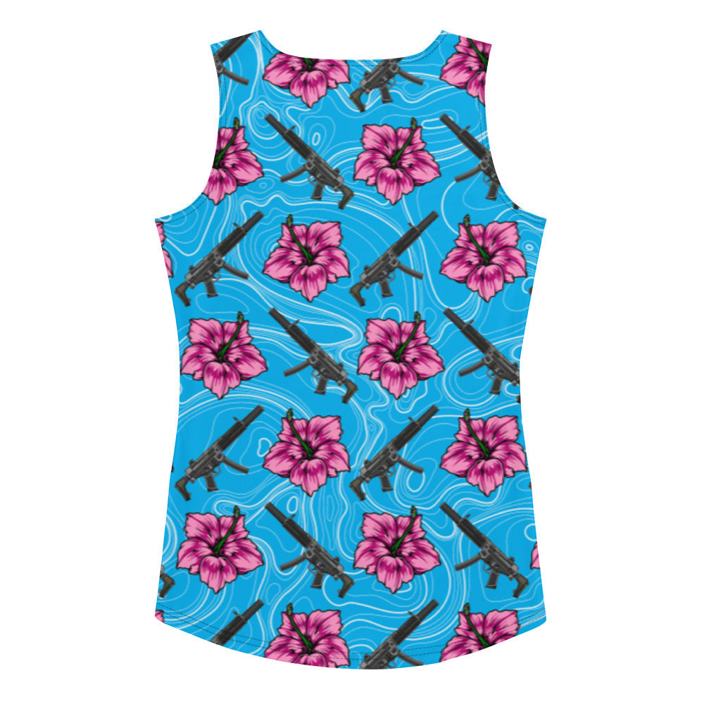 Rad Palm High Capacity Hibiscus Blue Tank Top